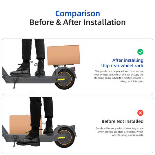 ulip Electric Scooter Rear Rack Scooter Rear Wheel Thicken Steel Cargo Shelf Storage Rack Scooter Accessories for Segway Ninebot Max G30 G30D G30E G30LP