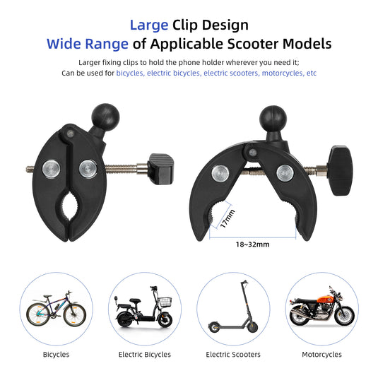ulip Bike Phone Mount with Clamp Arms Anti Shake and Stable 360° Rotation Bike Scooter Accessories Bike Phone Holder for Smartphones Devices Between 4 and 7 inches