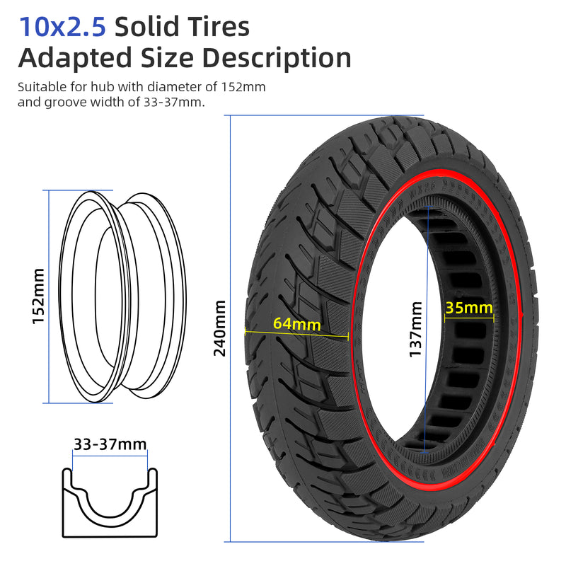 Great Choice Products 10X2.125 Inch Solid Rubber Tire, 50/75-6.1