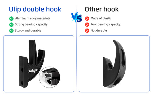 ulip Scooter Double Front Hook Aluminum Carrying Hook Handy Hanger Hook for Scooter with M5 Screws for Xiaomi M365 Pro MI3 1S Scooters