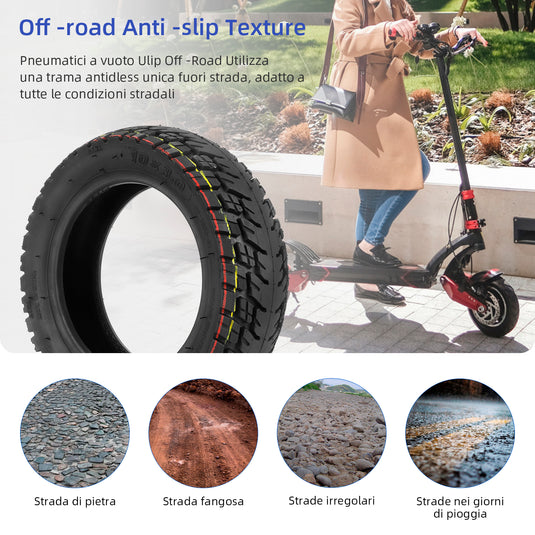 ulip (2 Pack) 10 x 3 inch Off Road Tire with Inner Tube Pneumatic Tyre for Nanrobot Joyor Varla Eagle Apollo Ghost zero 10x kaabo WOLF WARRIOR MANTIS scooter 80/65-6,255*80 tire