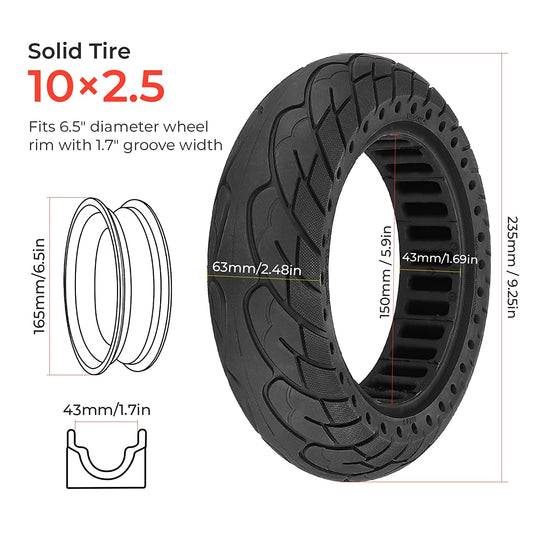 1PCS Scooter Solid Tire 10 Inch 10x2.5 Electric Scooter Wheels Replacement Tire Front or Rear Puncture-resistant Rubber Solid Tire Suitable for Segway Ninebot Max G30 G30D G30LP